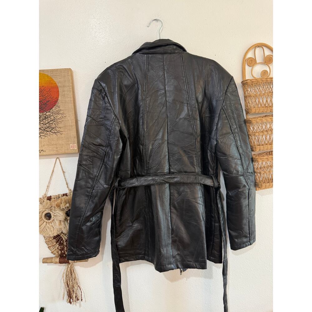 Y2k Black Patchwork Leather Jacket - image 7